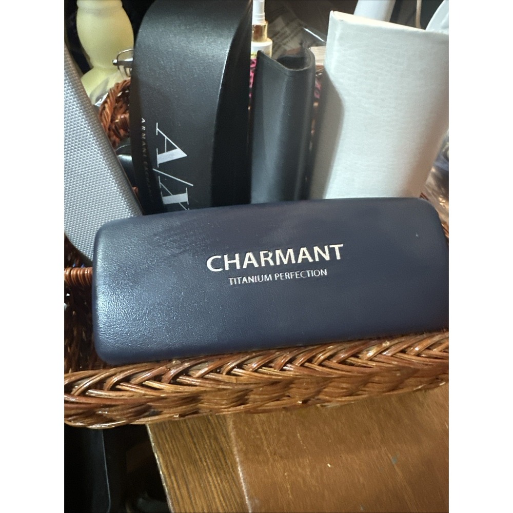 Charmant Glasses Case "2" Hard Case Blue Metal Leather